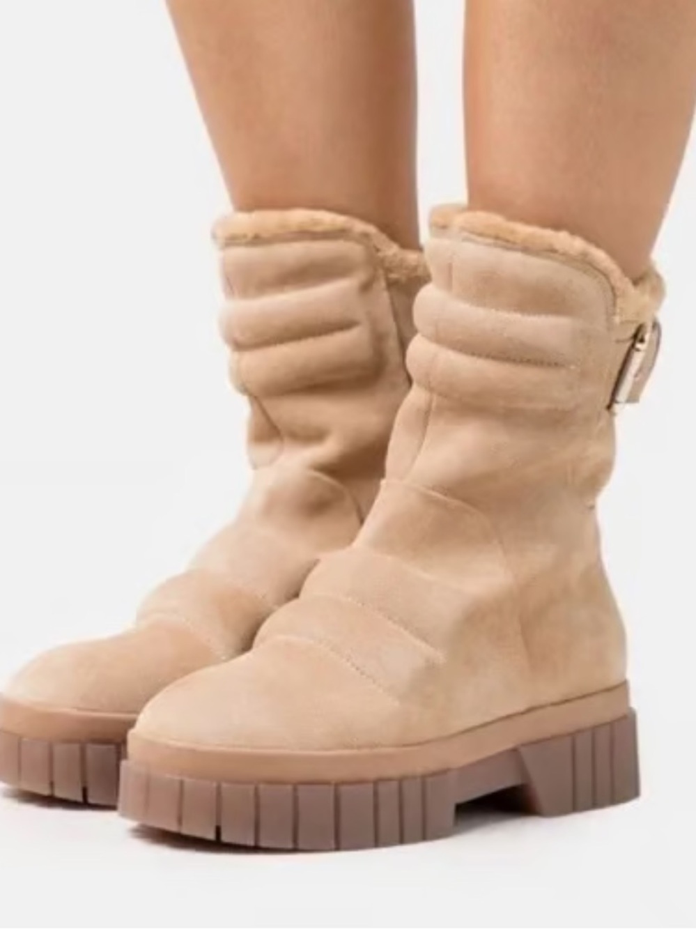 Free People Fable Faux Fur Lined Suede Boot in Beige size 36